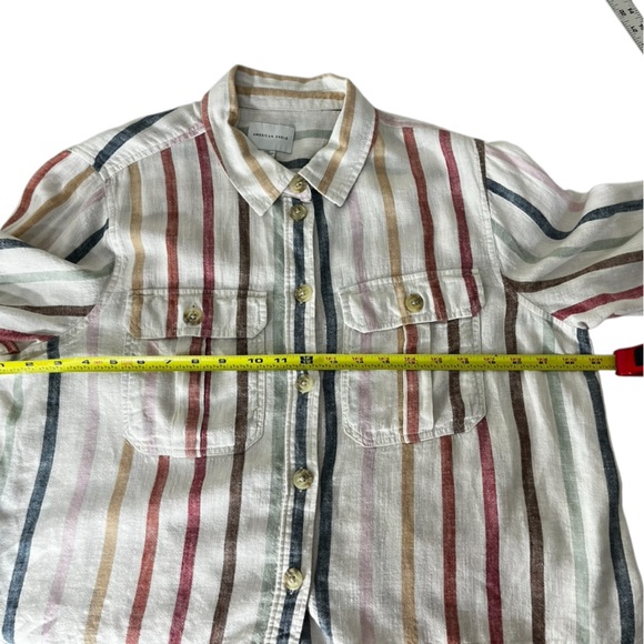American  Eagle Womens Baggy
Cropped Shirt Striped Button Top
Long Sleeve. - Picture 6 of 7